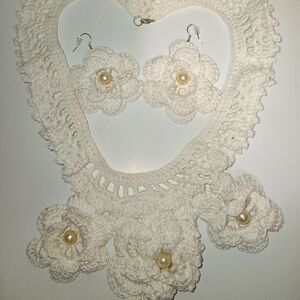 ✋️ crochet lace necklace and earrings set